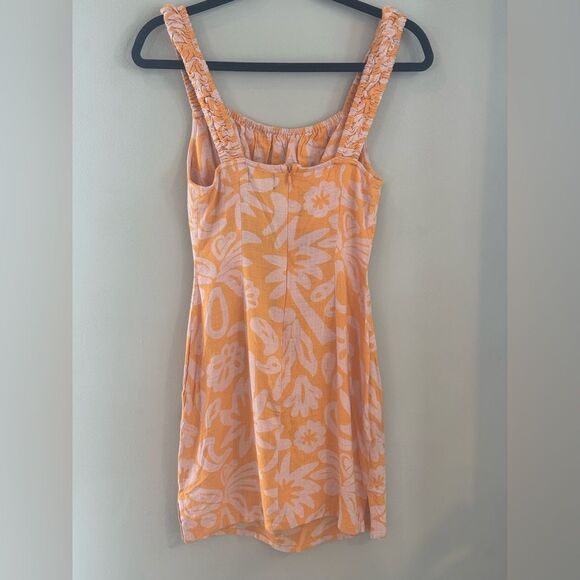 ASOS DESIGN Mini Sundress Size 2 New ruched bust cut out detail tropical print - Picture 6 of 7
